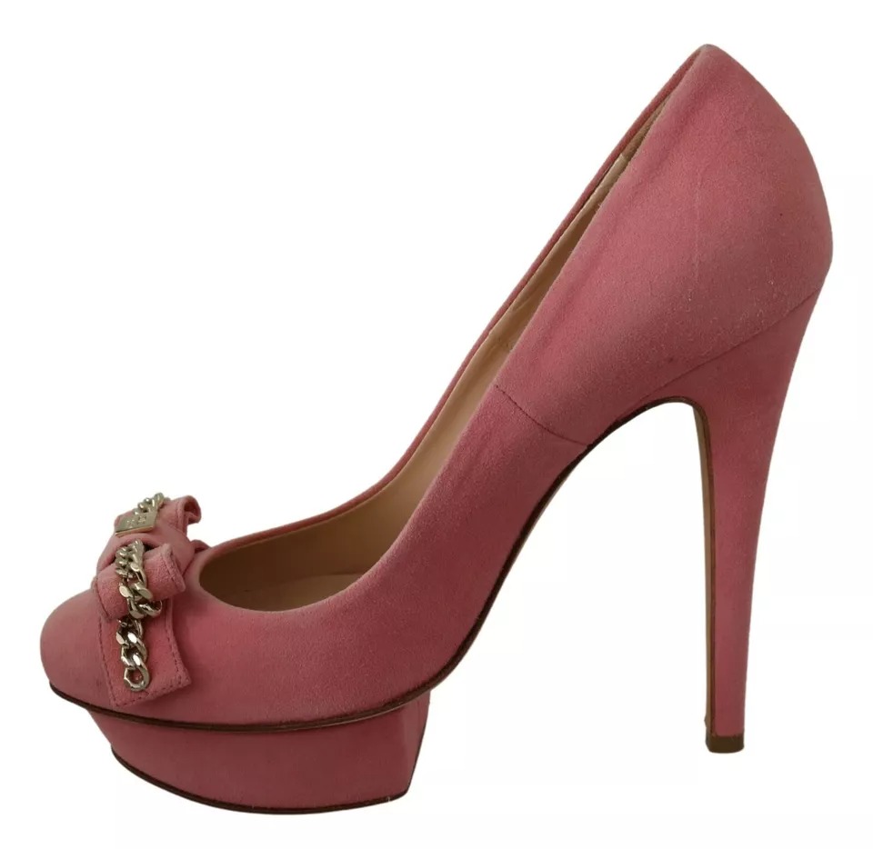 Pink Bow Stiletto Heel Pumps Shoes hover
