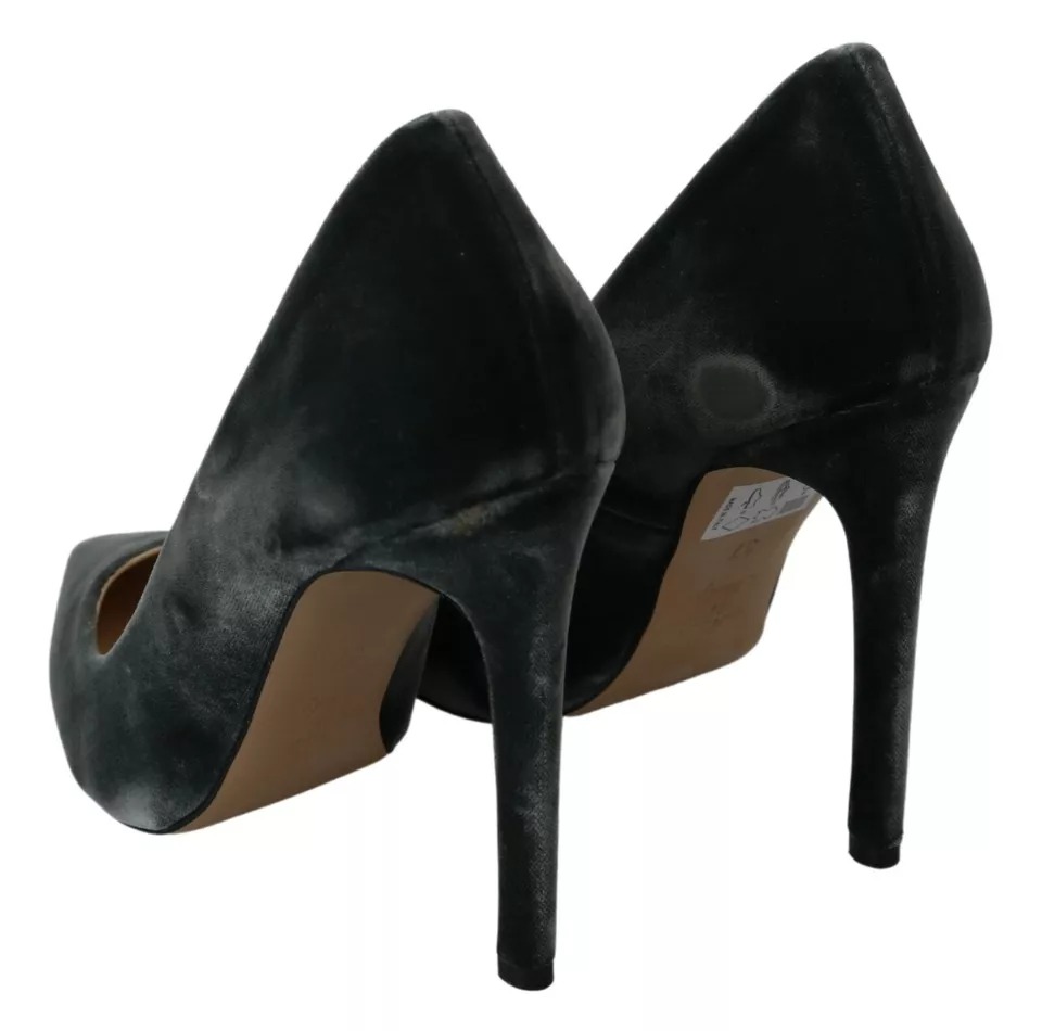 Gray Velvet Dress Stiletto Pumps Shoes hover