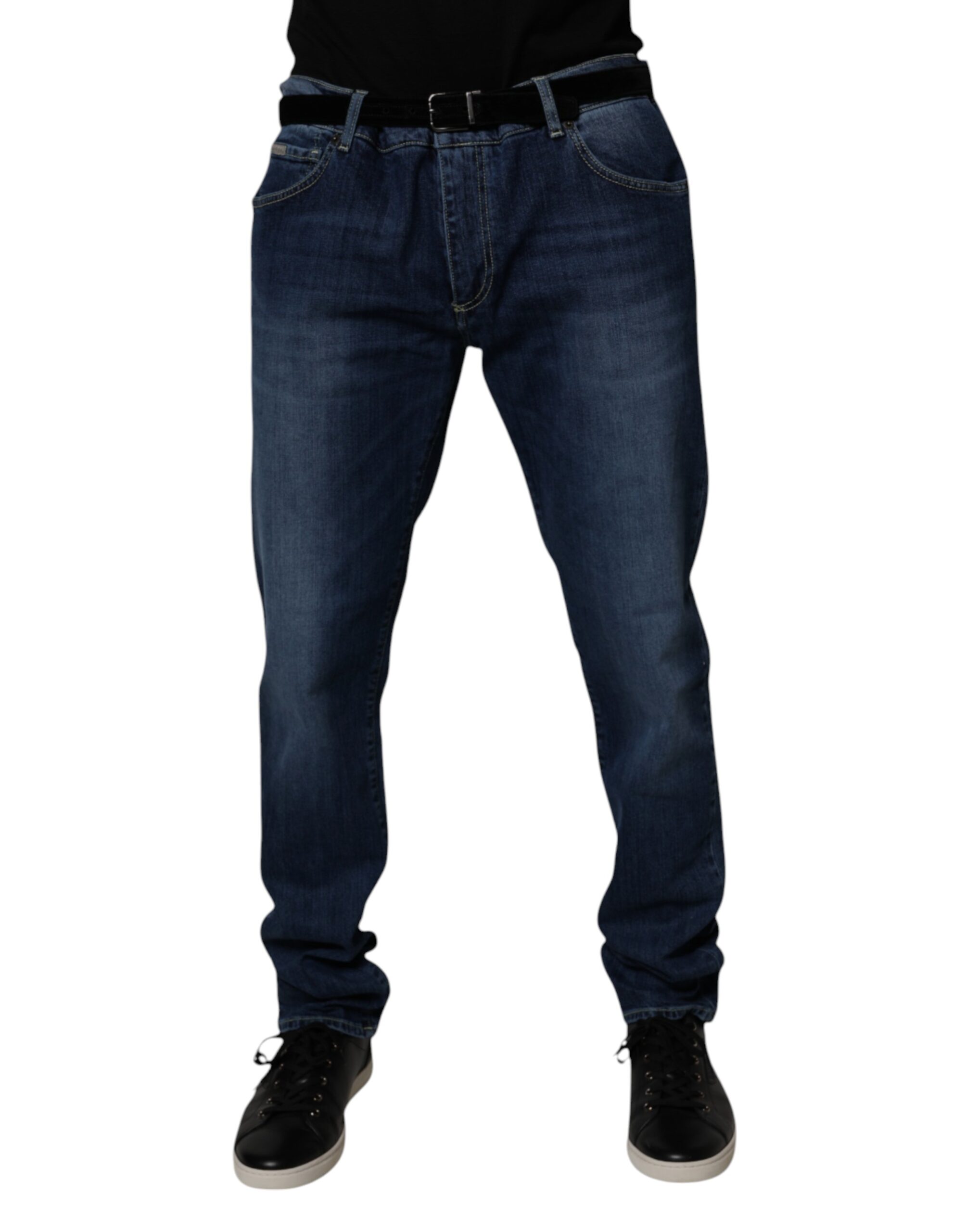 Blue Washed Cotton Stretch Skinny Denim Jeans