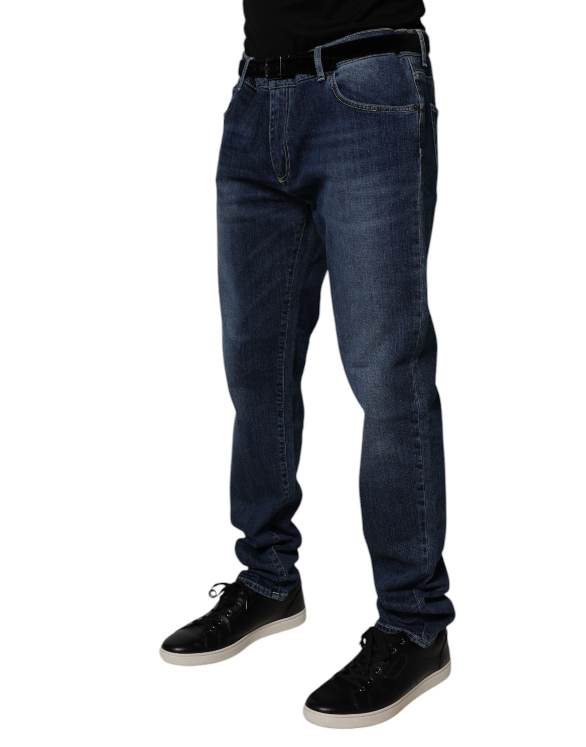 Blue Washed Cotton Stretch Skinny Denim Jeans