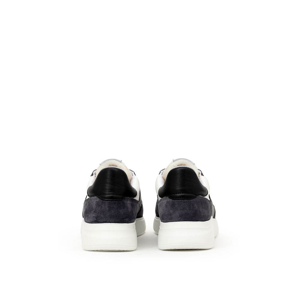 White Fabric And Leather Sneaker