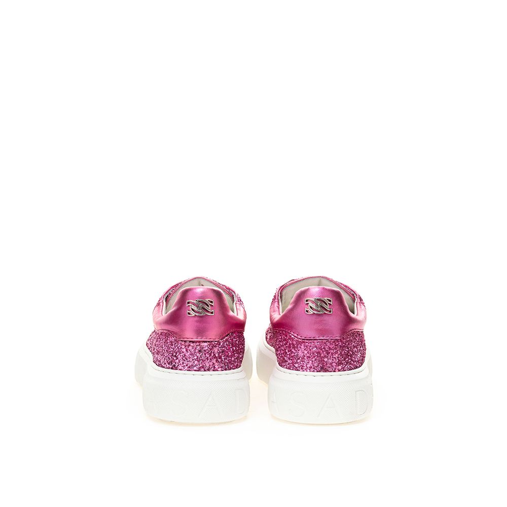 Pink Fabric And Leather Sneaker