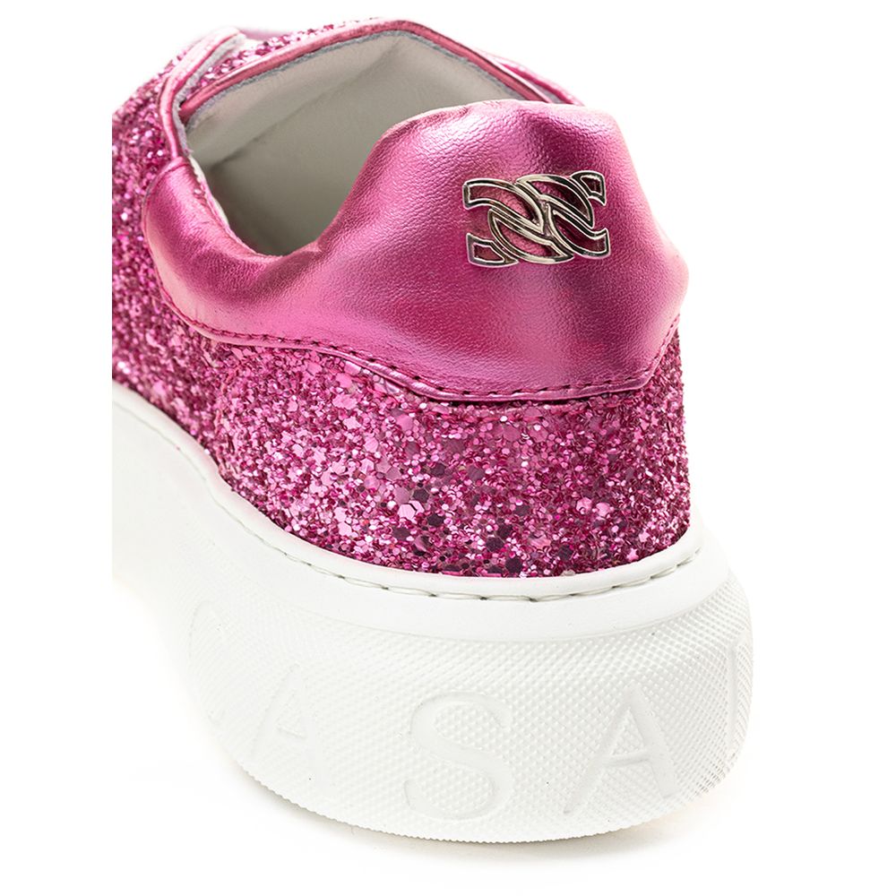 Pink Fabric And Leather Sneaker